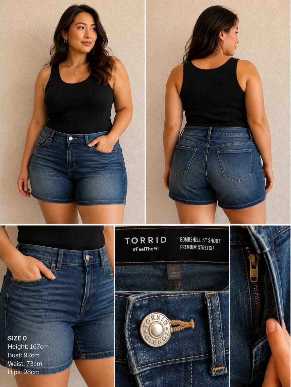 Torrid Bombshell 5" Short Premium Stretch Denim Shorts Size 10